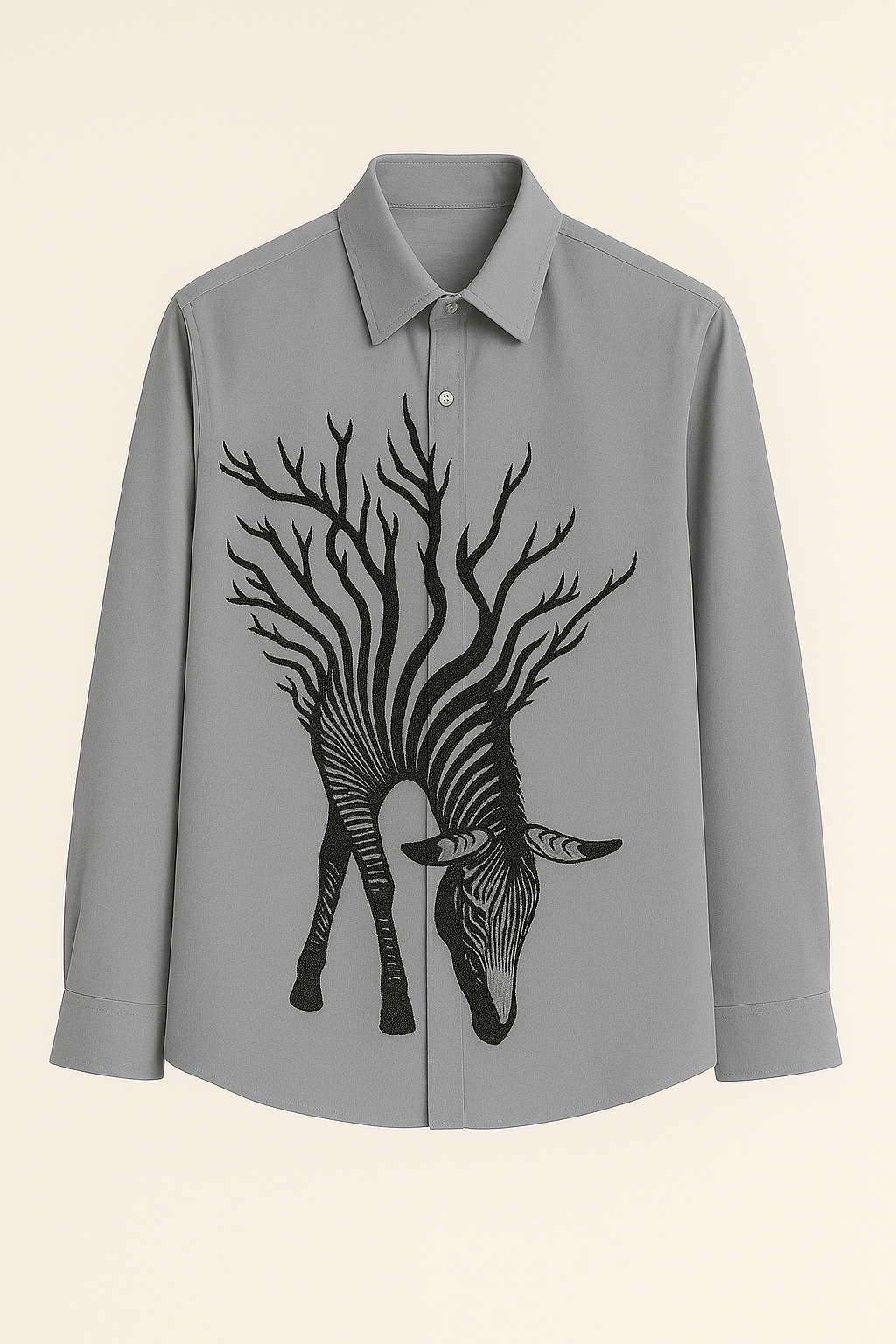 Elegant Zebra Design Shirt Embroidery